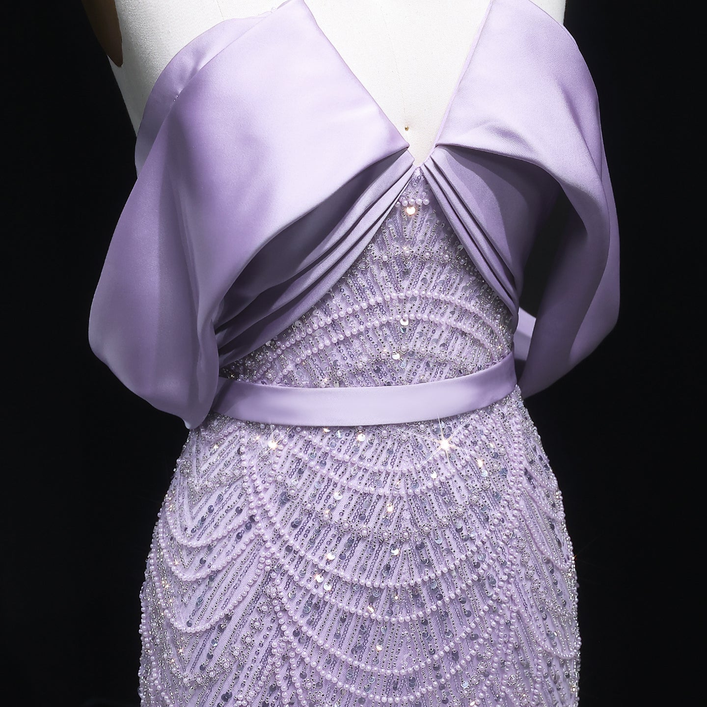 Luxury Beaded Off Shoulder Lilac Evening Dress SS624