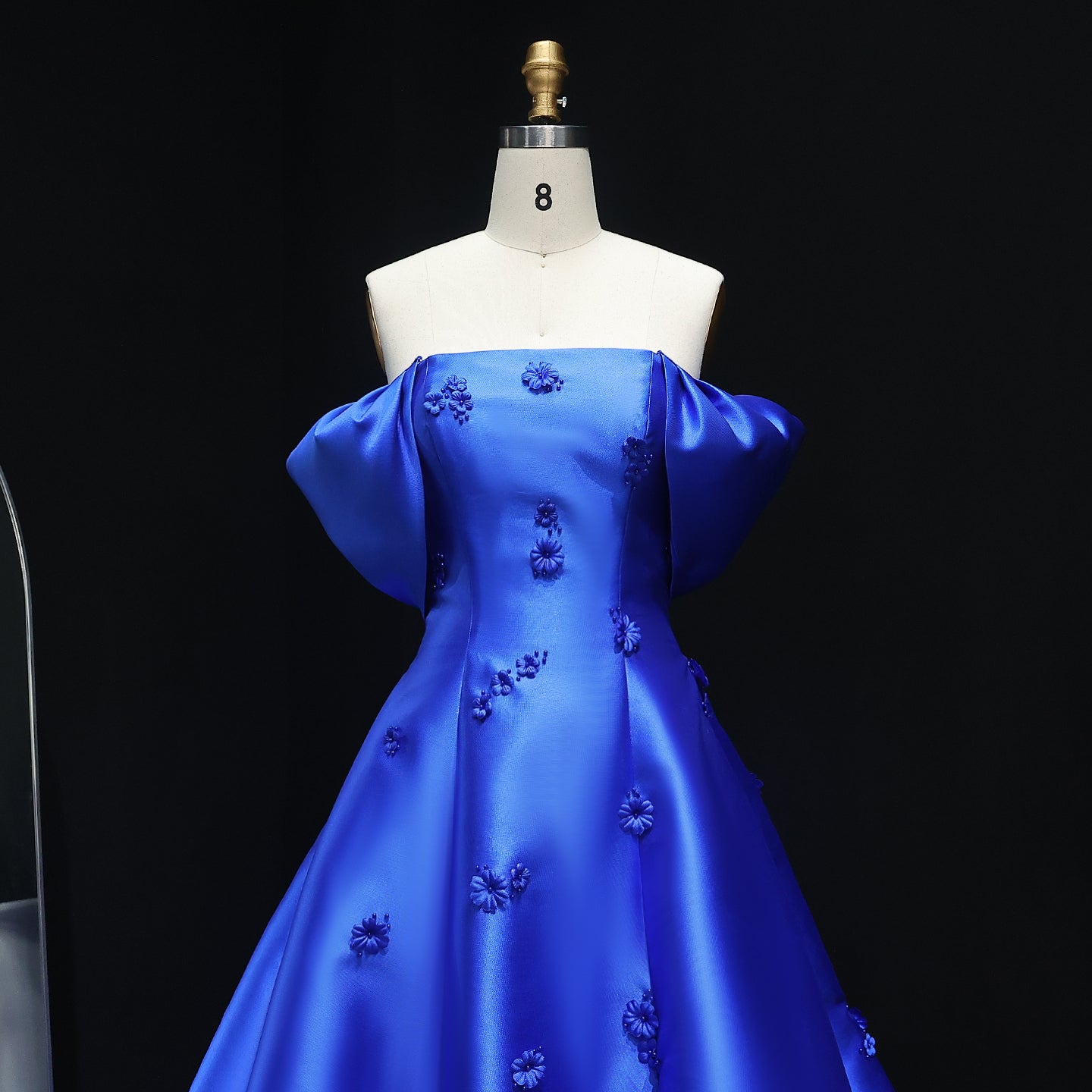 Elegant 3D Flowers Off Shoulder Red Evening Dress SF273