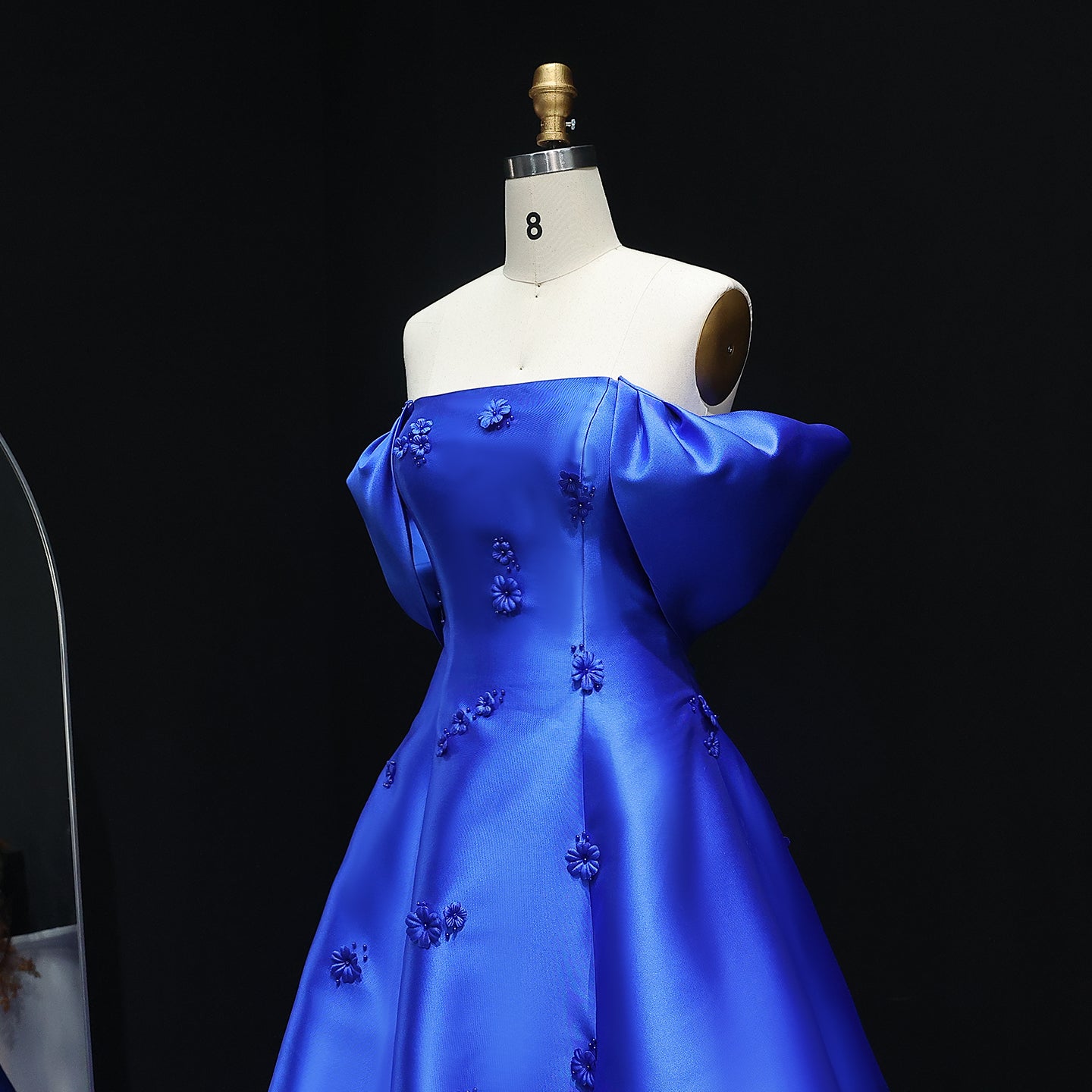 Elegant 3D Flowers Off Shoulder Red Evening Dress SF273