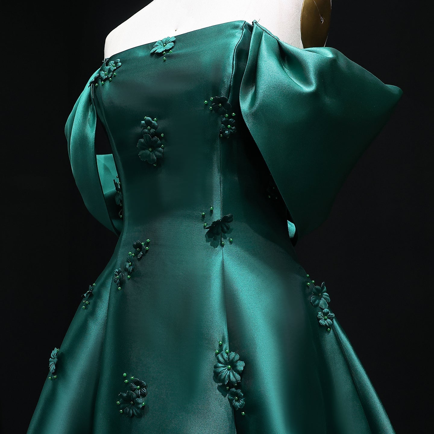 Elegant 3D Flowers Off Shoulder Red Evening Dress SF273