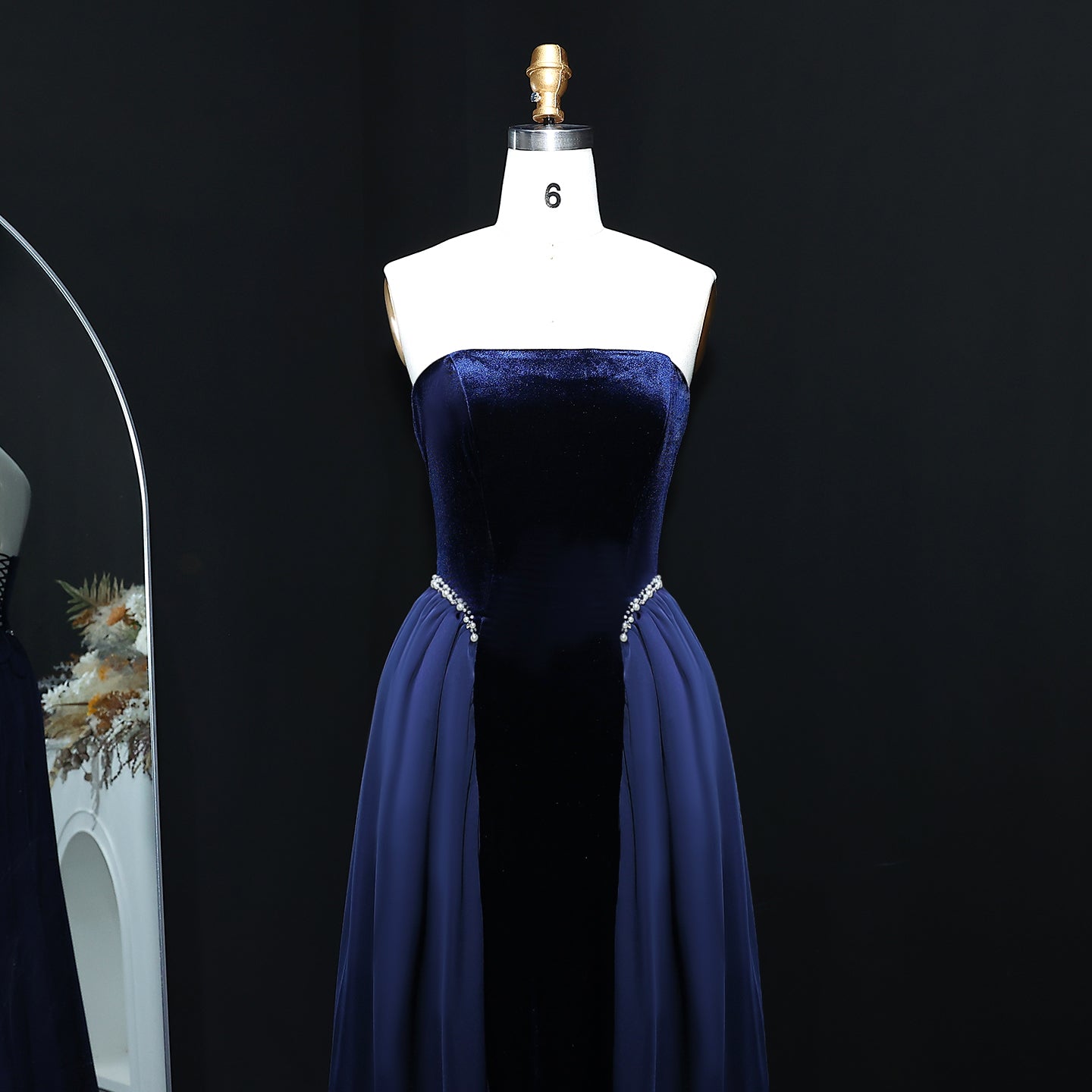 Elegant Black Strapless Evening Dress SF534