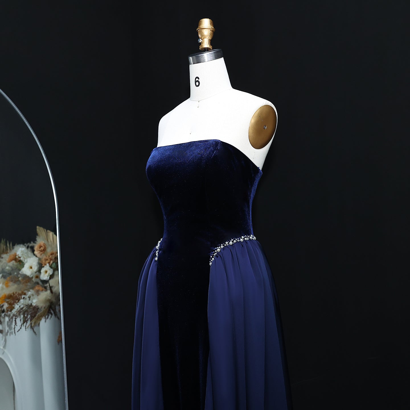 Elegant Black Strapless Evening Dress SF534