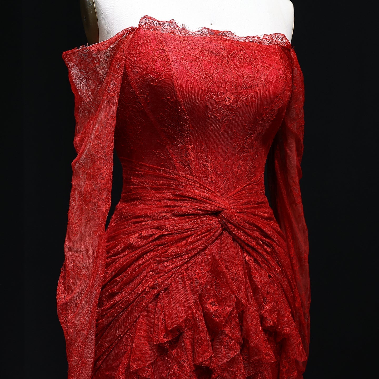 Elegant Blue Off Shoulder Lace Evening Dress SF519