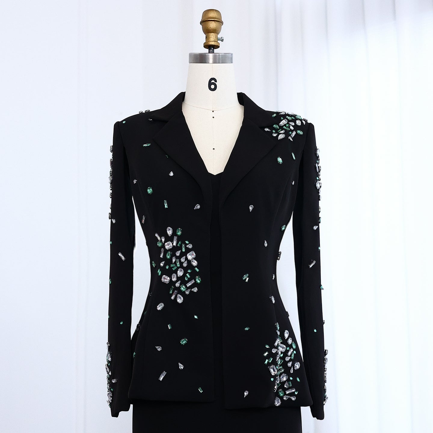 Elegant Black Rhinestone Evening Dress with Jacket  SS561
