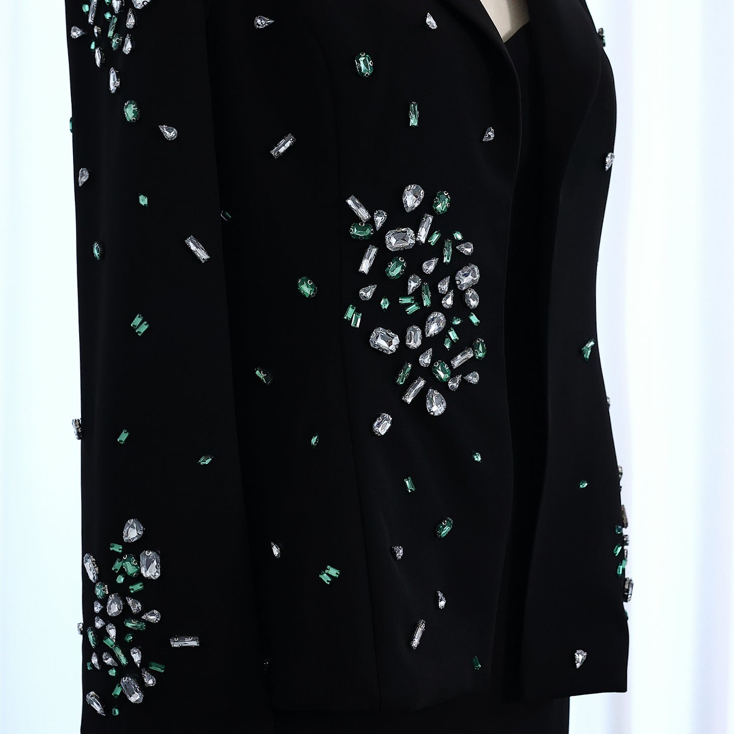 Elegant Black Rhinestone Evening Dress with Jacket  SS561