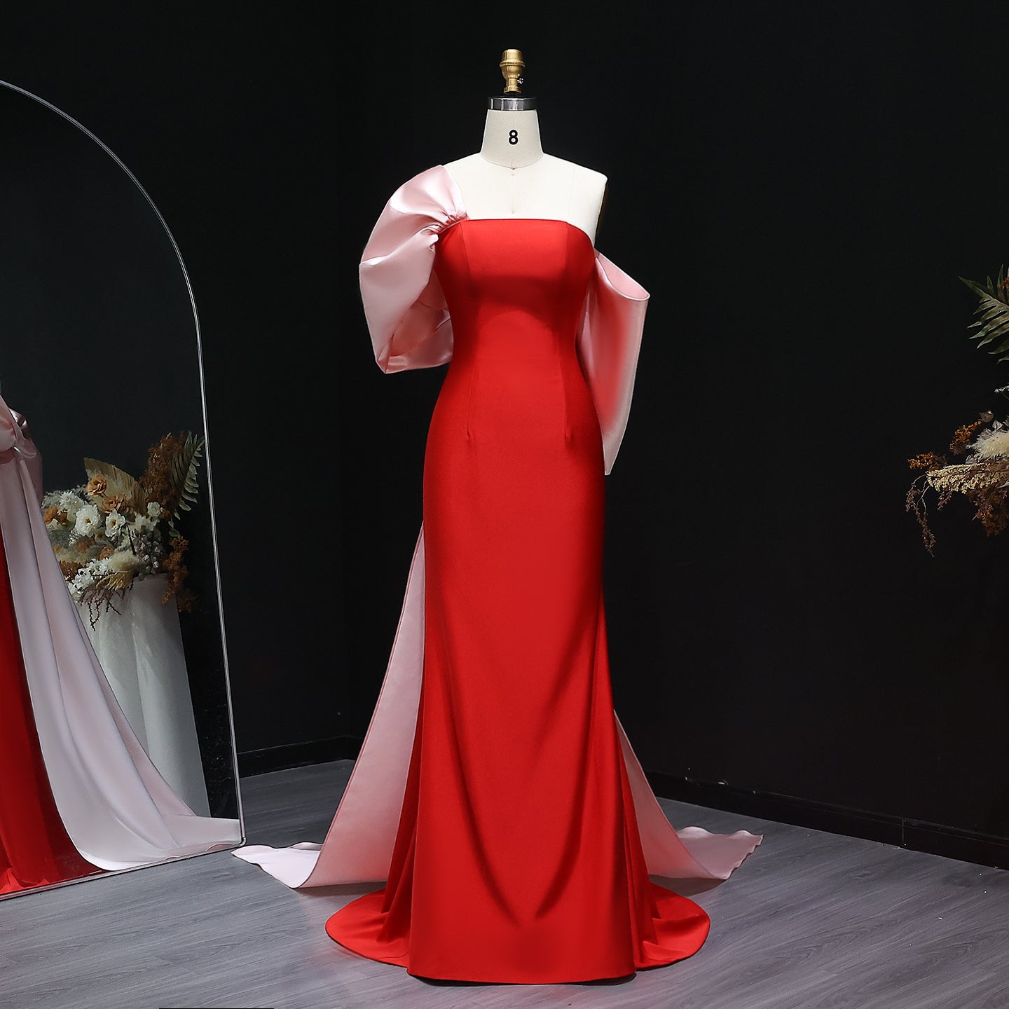 Elegant Red and Pink Off Shoulder Evening Dress SF366  Red / US 20