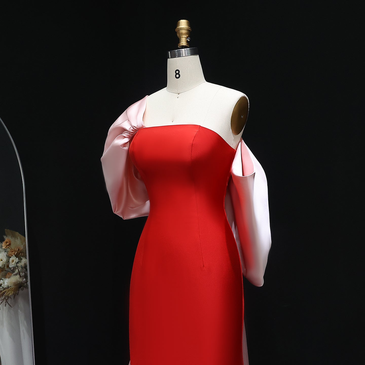 Elegant Red and Pink Off Shoulder Evening Dress SF366