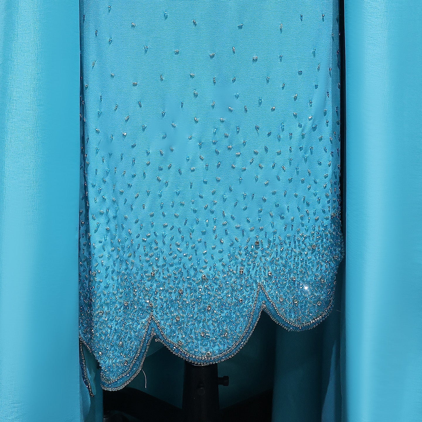 Blue One Shoulder Crystal Evening Dress with Overskirt SS231