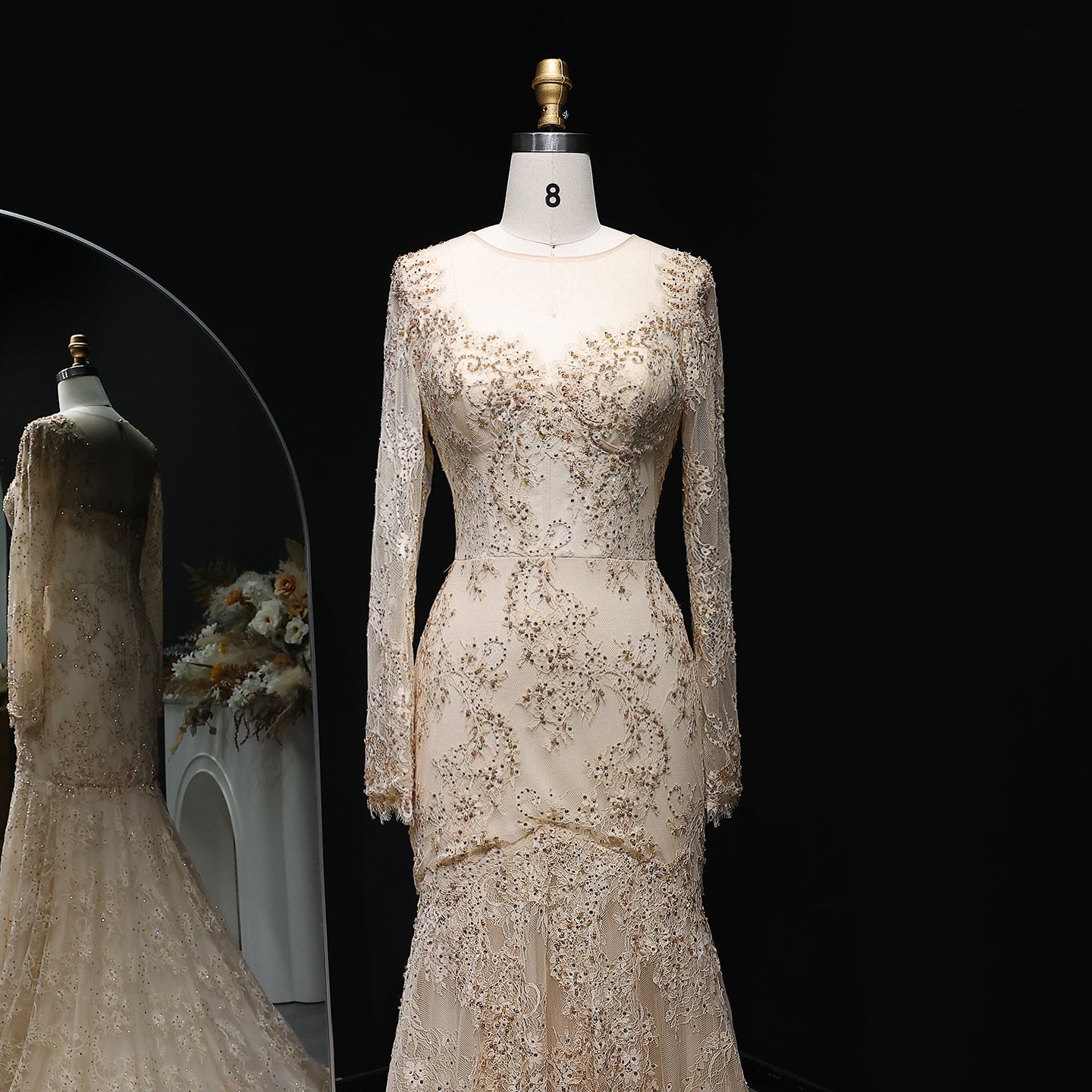 Glamorous Lace Long sleeve Mermaid Wedding Dress SW122