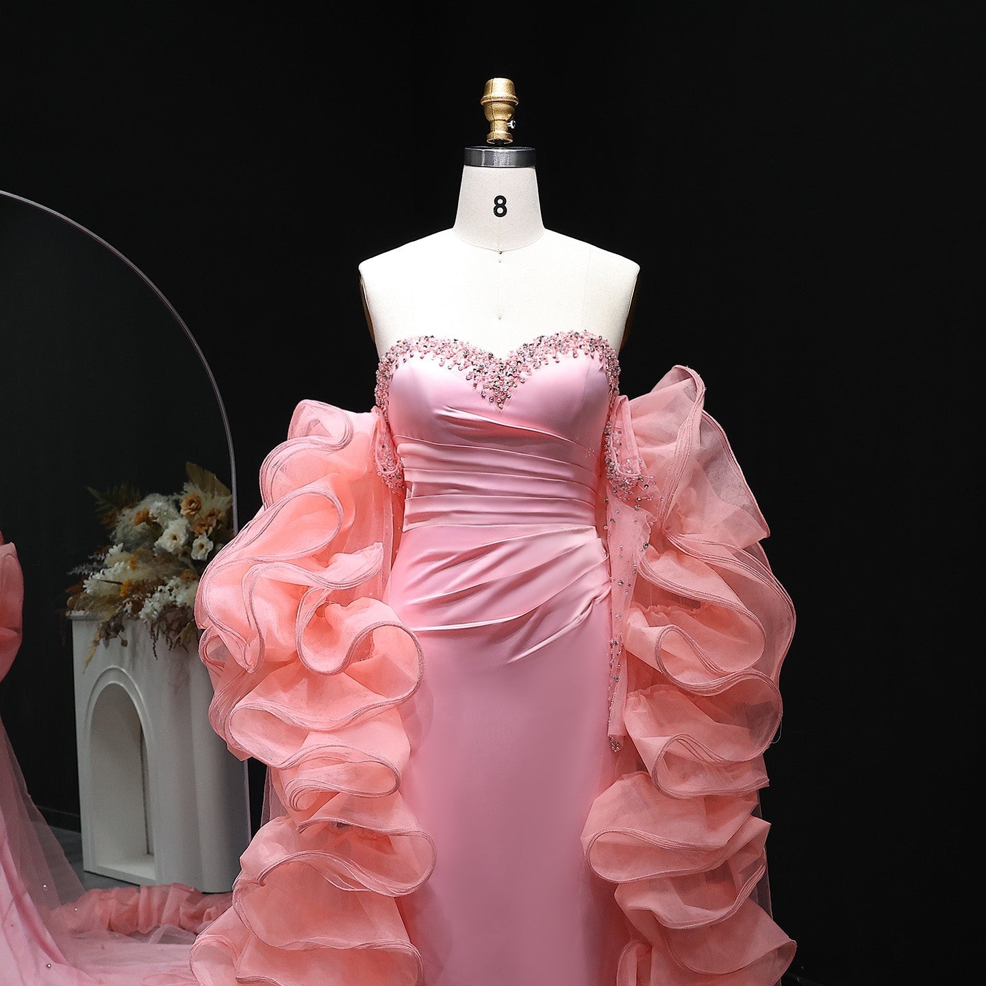 Elegant Sweetheart Yellow Evening Dress with Gloves SS586