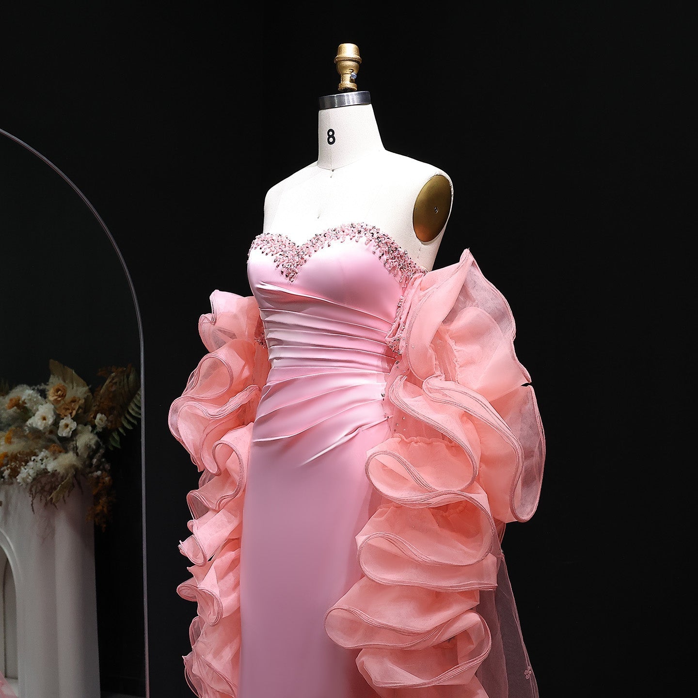 Elegant Sweetheart Yellow Evening Dress with Gloves SS586