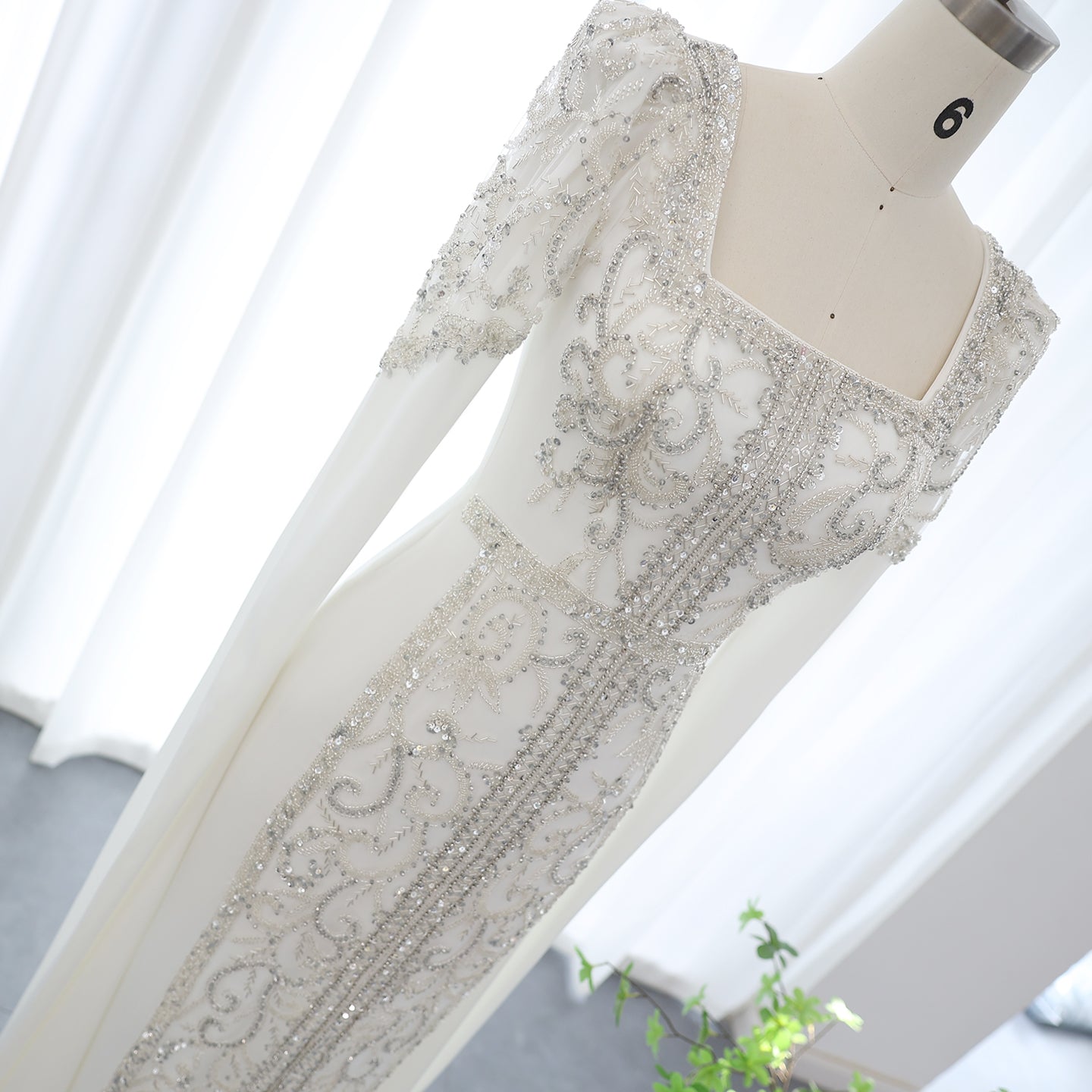 Luxury Blue Muslim Evening Dress with Cape Sleeves SS365