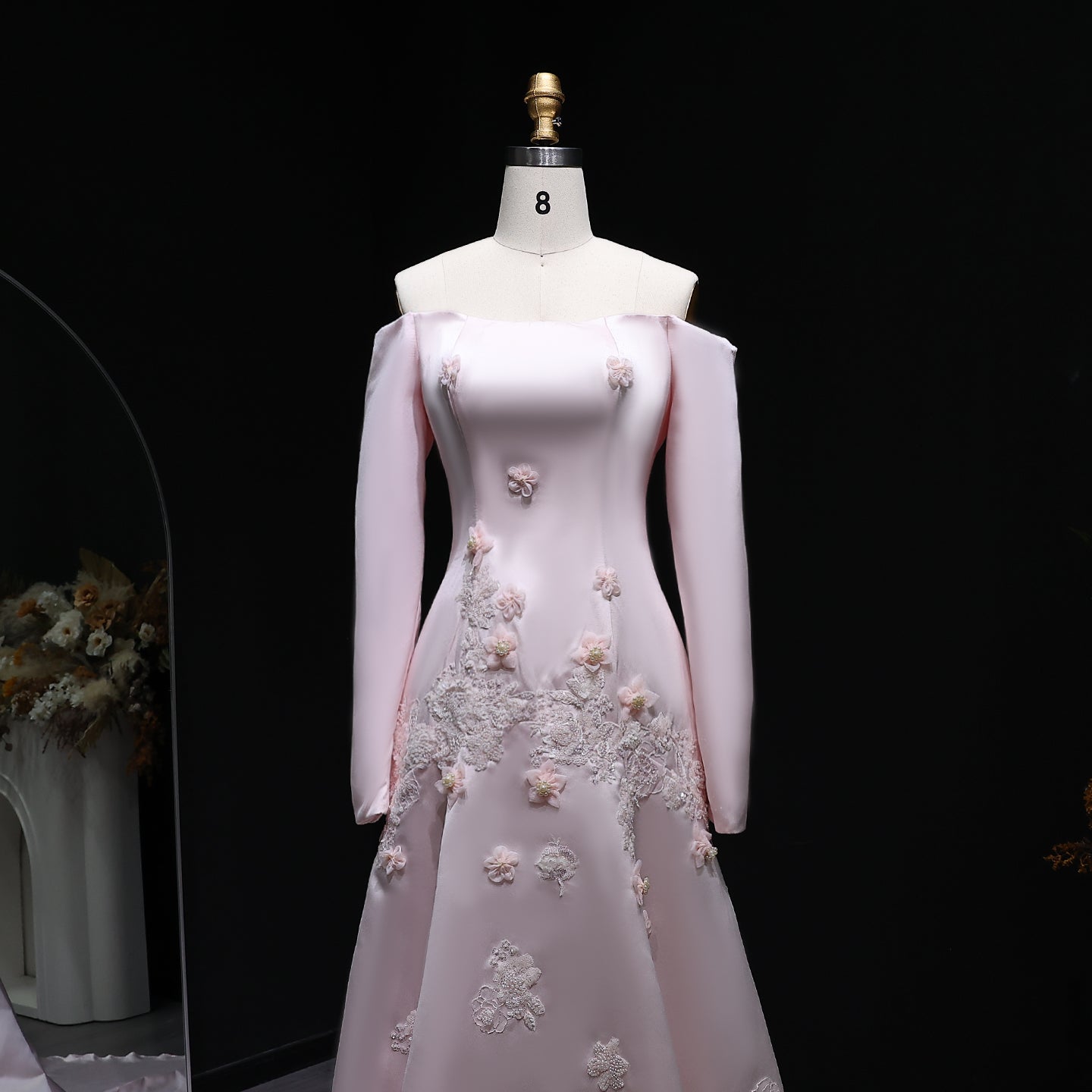 Elegant Off Shoulder Yellow 3D Flowers Evening Dress SS537