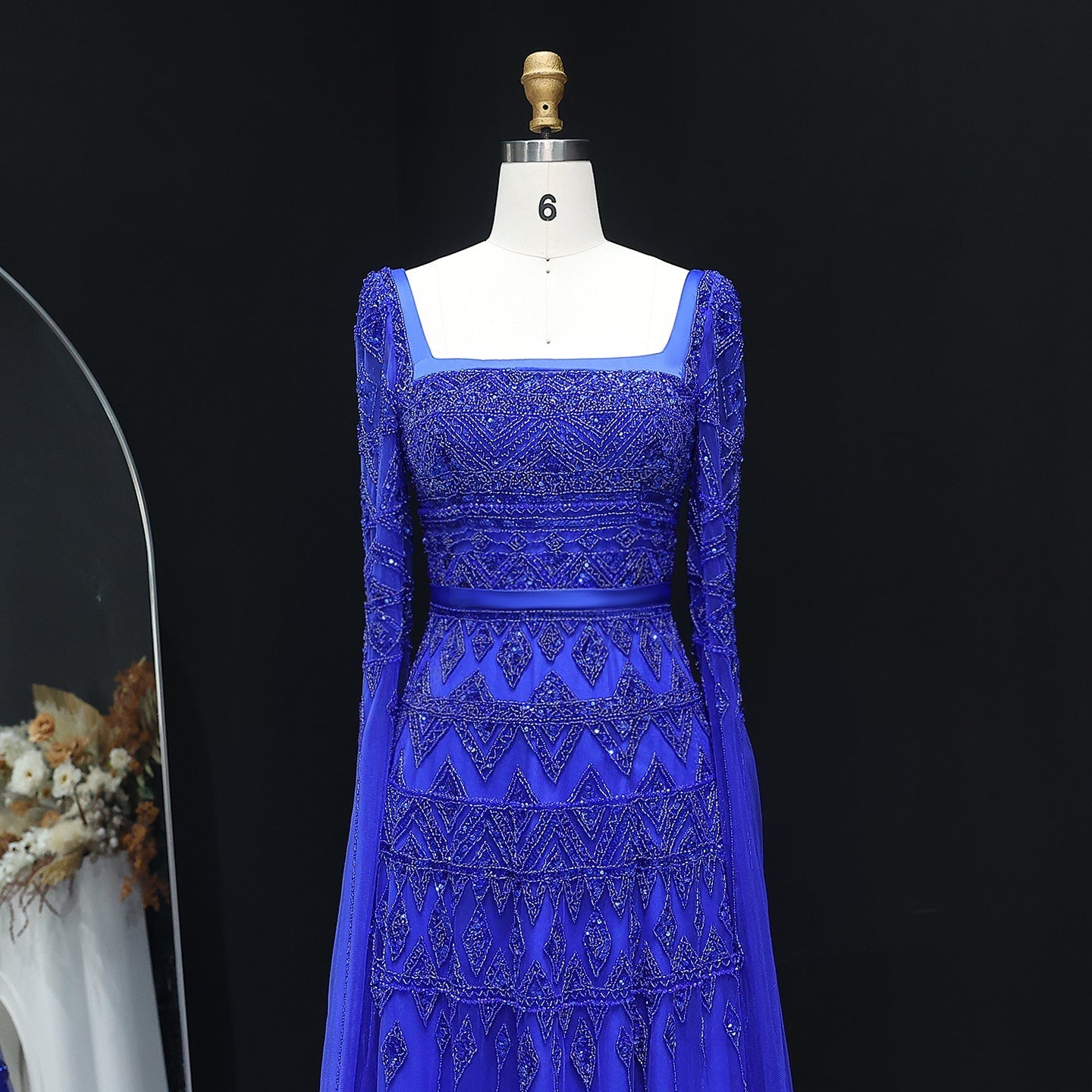 Luxury Wine Red Evening Dress with Cape Sleeves SS461