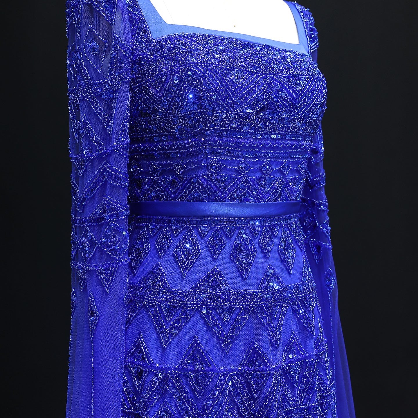 Luxury Wine Red Evening Dress with Cape Sleeves SS461