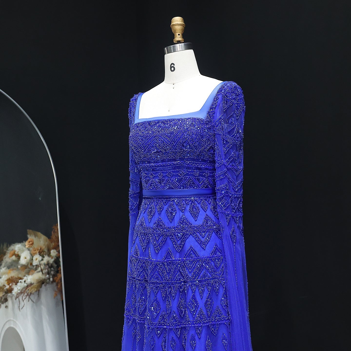 Luxury Wine Red Evening Dress with Cape Sleeves SS461