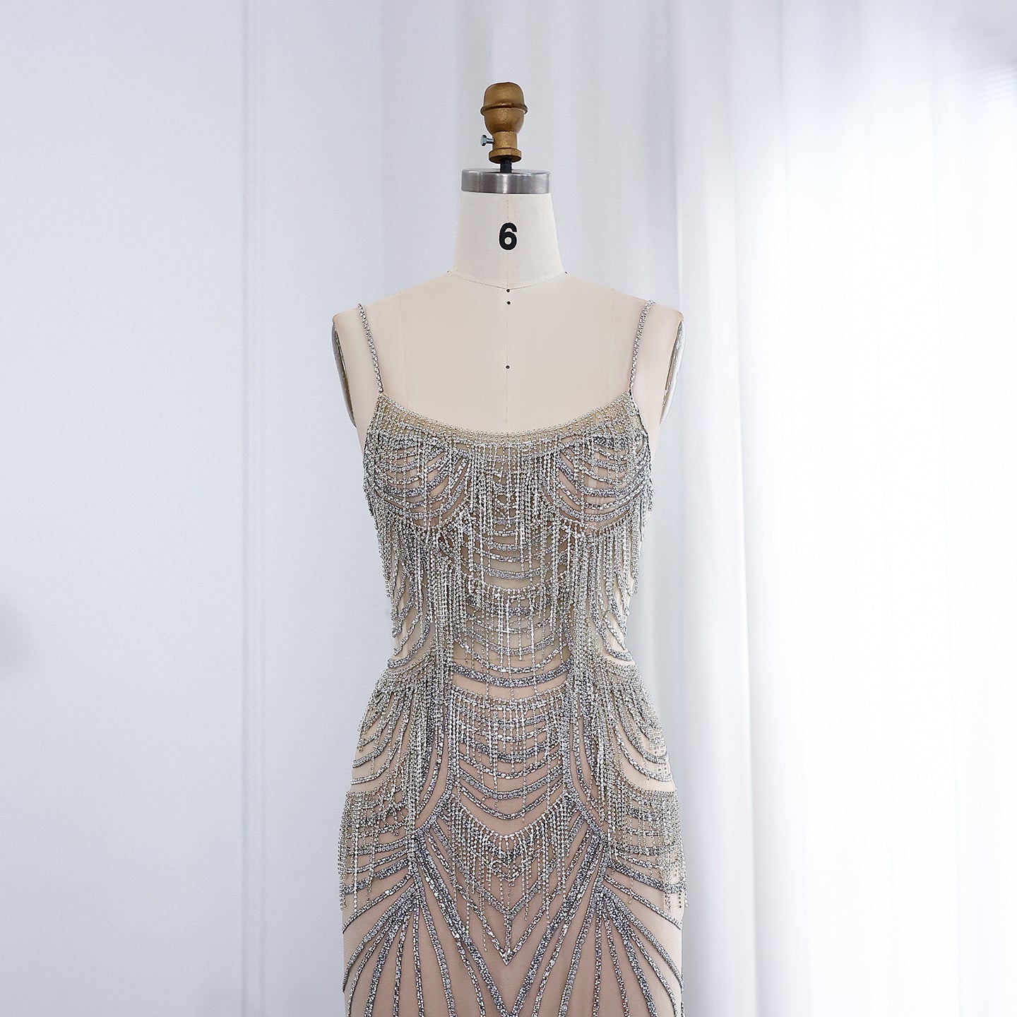 Luxury Tassel Spaghetti Mermaid Evening Dress SS029