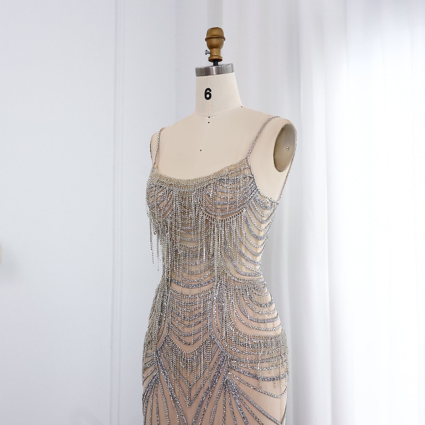 Luxury Tassel Spaghetti Mermaid Evening Dress SS029