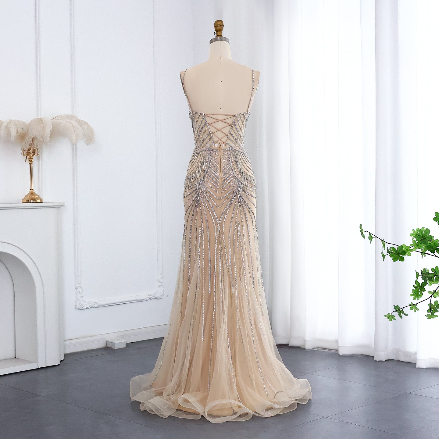 Luxury Tassel Spaghetti Mermaid Evening Dress SS029