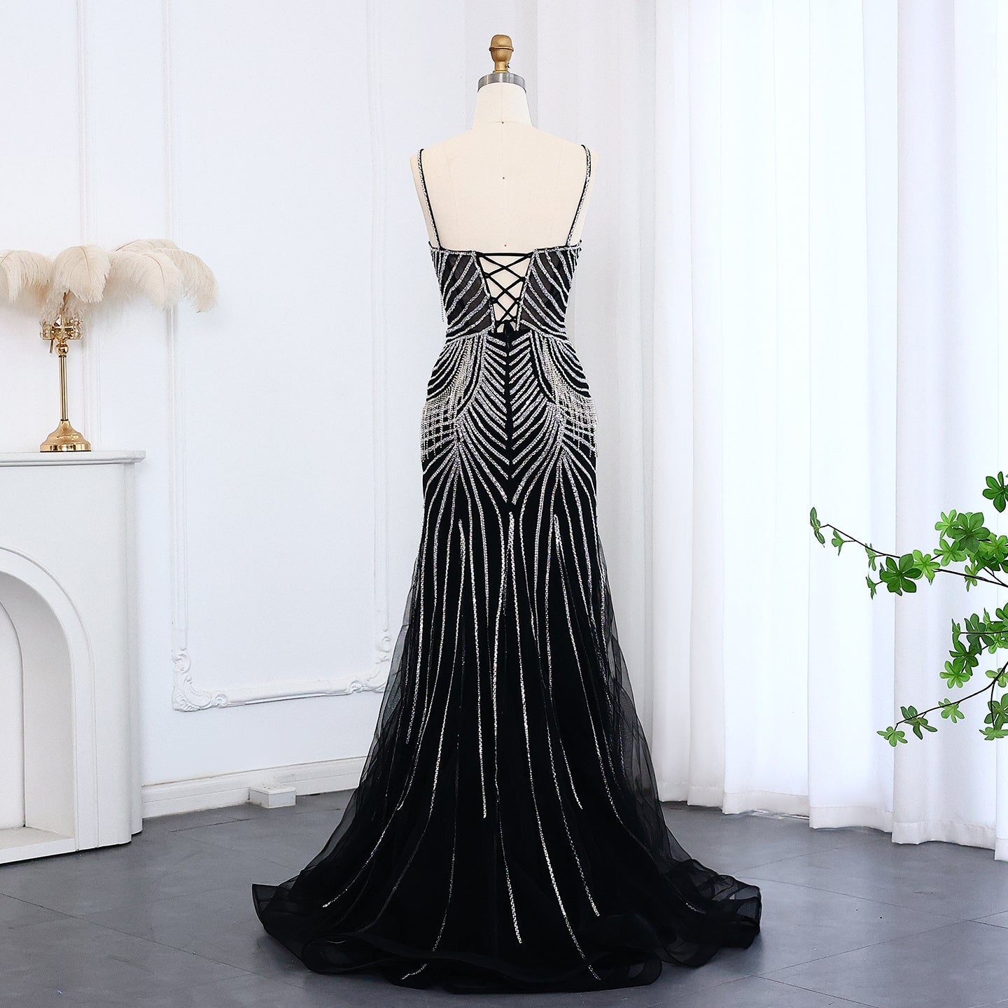 Luxury Tassel Spaghetti Mermaid Evening Dress SS029
