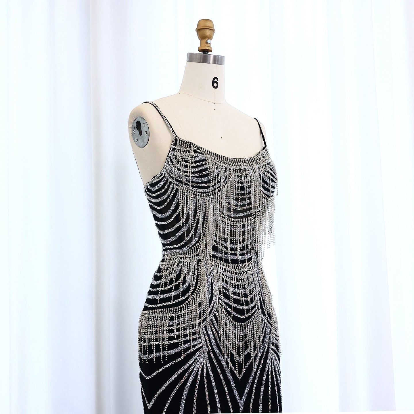 Luxury Tassel Spaghetti Mermaid Evening Dress SS029