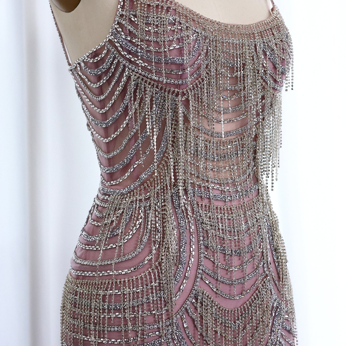 Luxury Tassel Spaghetti Mermaid Evening Dress SS029