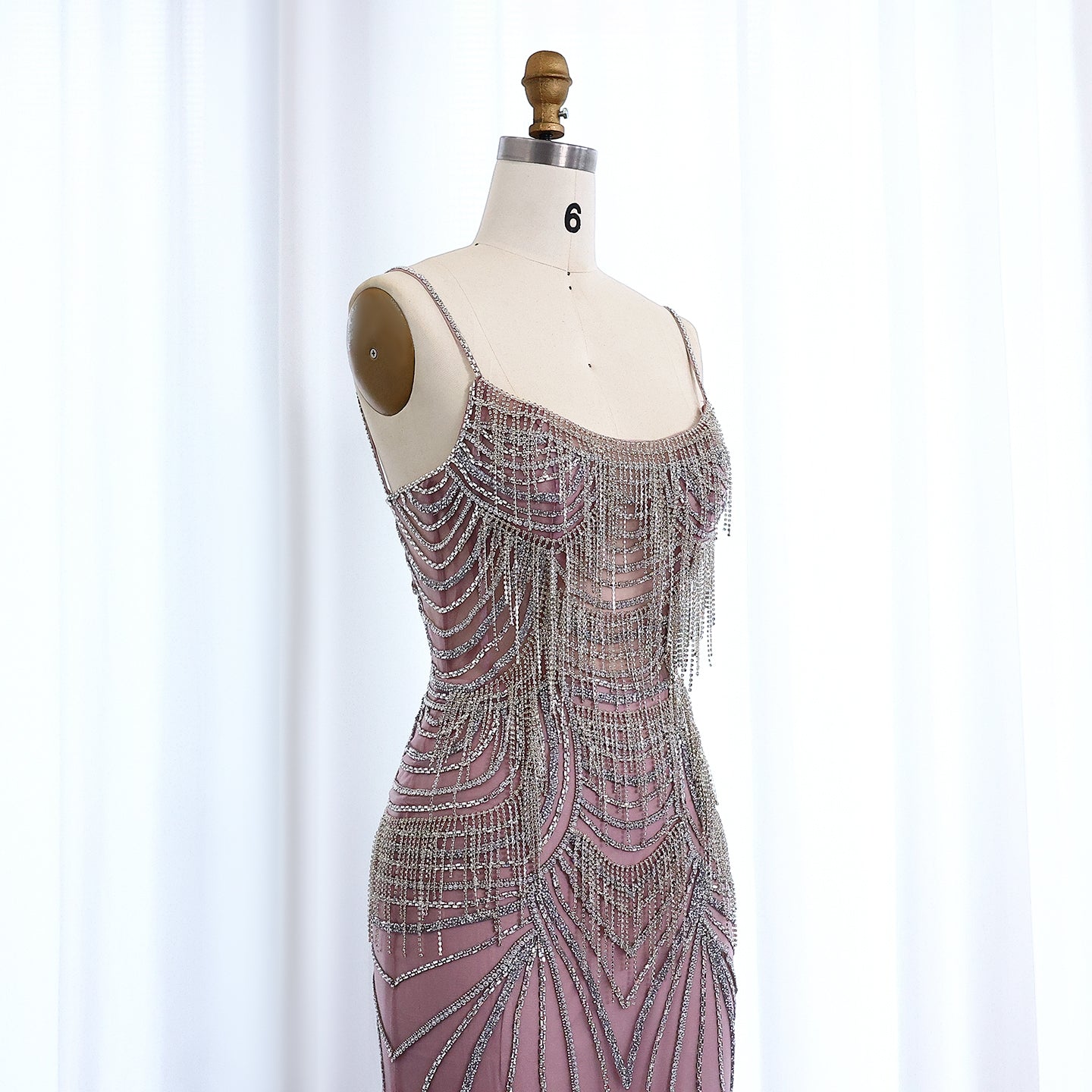 Luxury Tassel Spaghetti Mermaid Evening Dress SS029