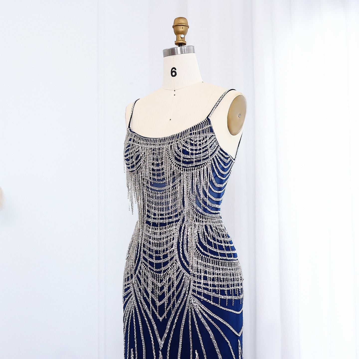 Luxury Tassel Spaghetti Mermaid Evening Dress SS029