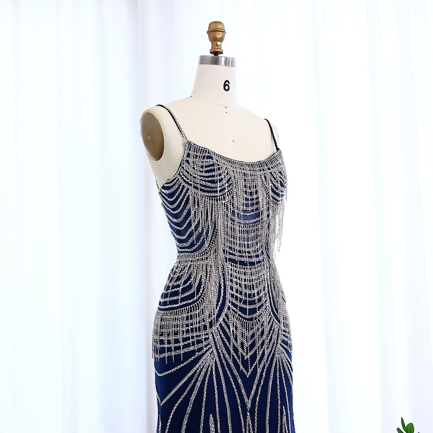 Luxury Tassel Spaghetti Mermaid Evening Dress SS029