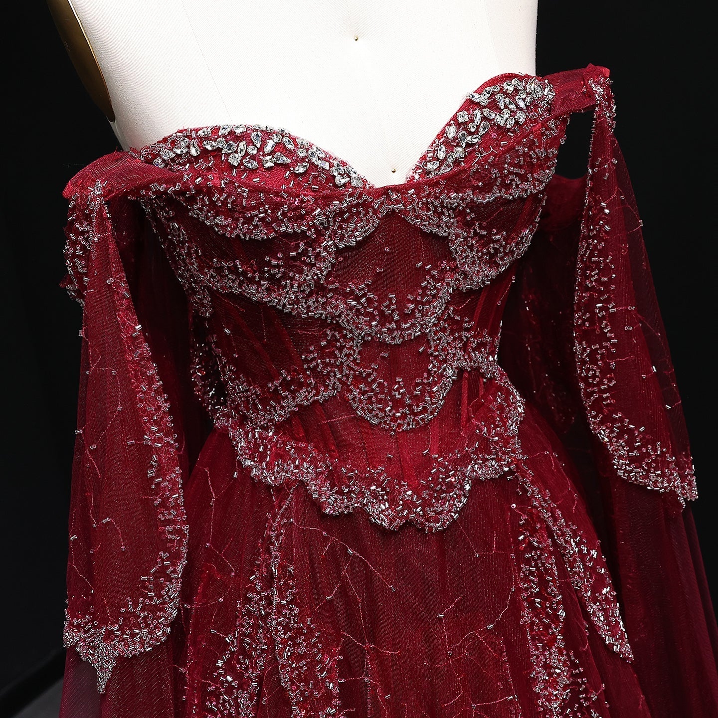 Elegant Off Shoulder Sage Green Evening Dress with Cape Sleeves SS215