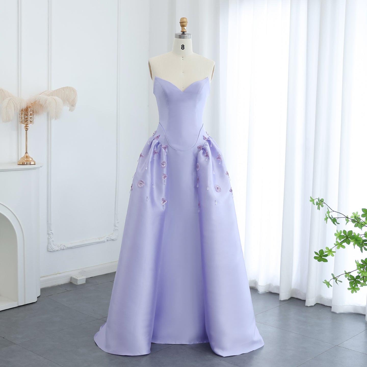 Luxury Rhinestone Lilac Strapless Evening Dress SS321A  Lilac / US 12