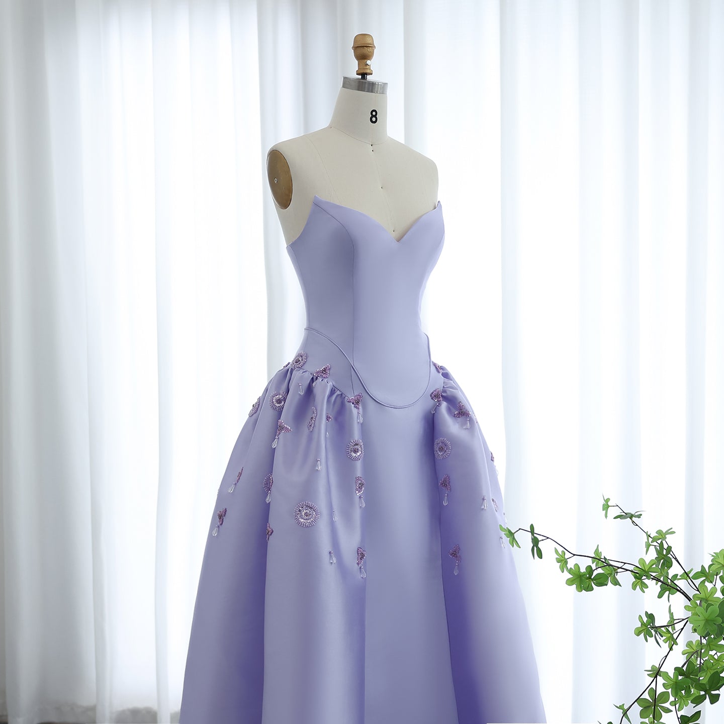 Luxury Rhinestone Lilac Strapless Evening Dress SS321A