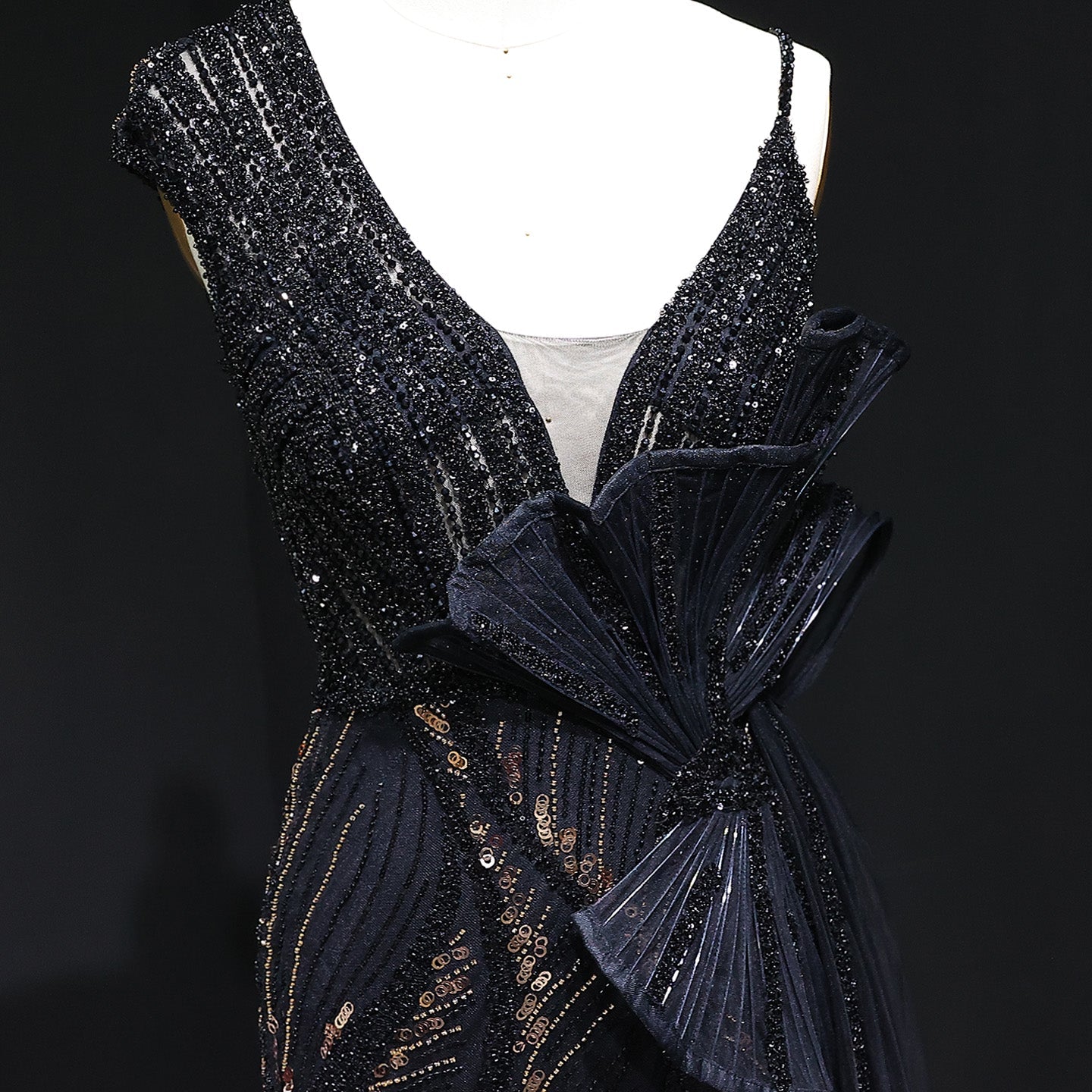 Luxury Beaded 3D Floral Evening Dress with Overskirt SS062