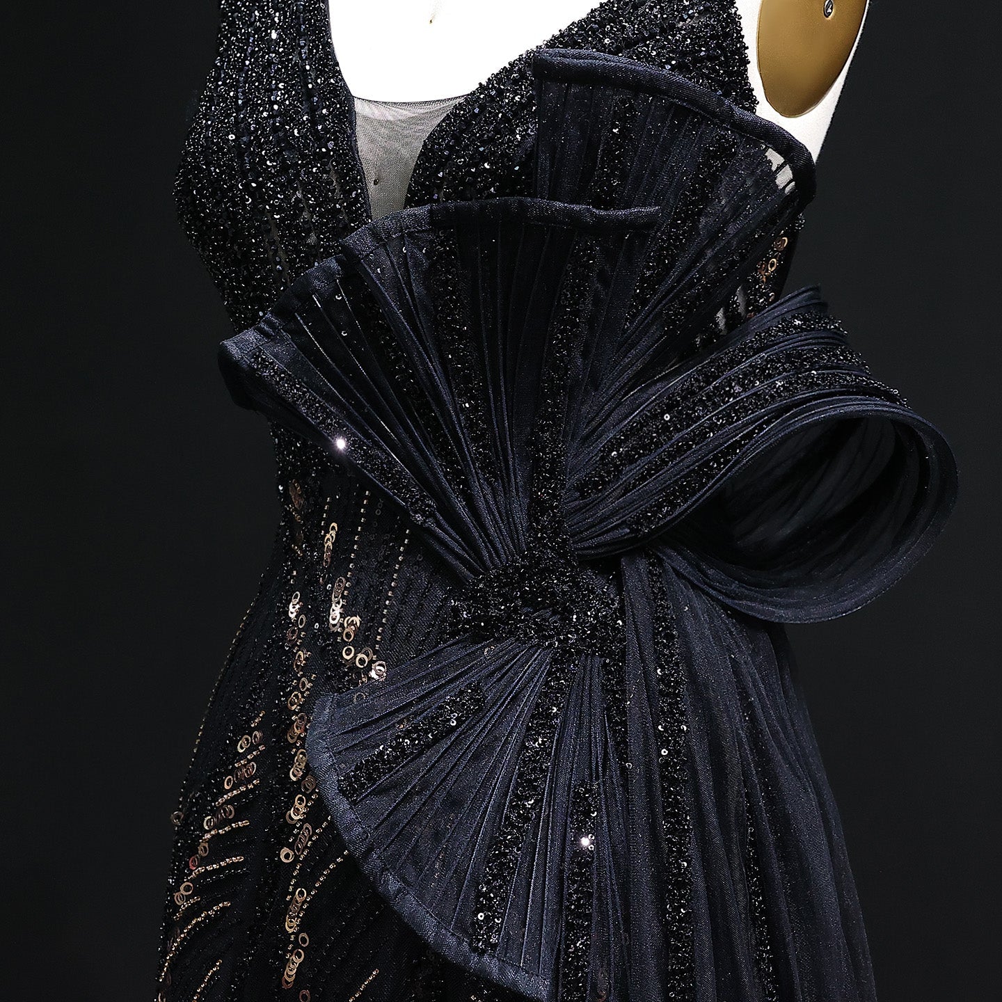 Luxury Beaded 3D Floral Evening Dress with Overskirt SS062