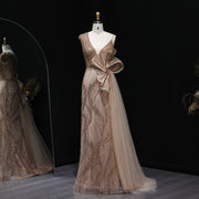 Luxury Beaded 3D Floral Evening Dress with Overskirt SS062