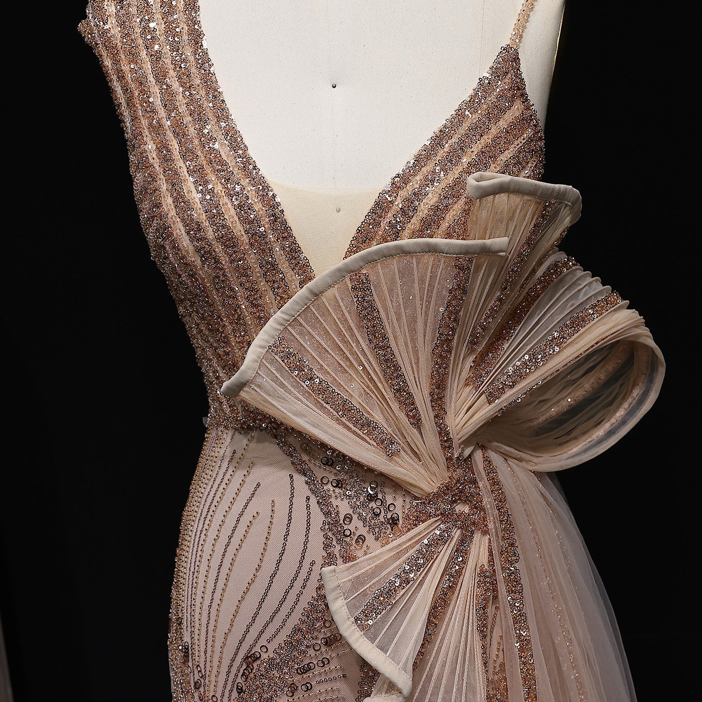 Luxury Beaded 3D Floral Evening Dress with Overskirt SS062