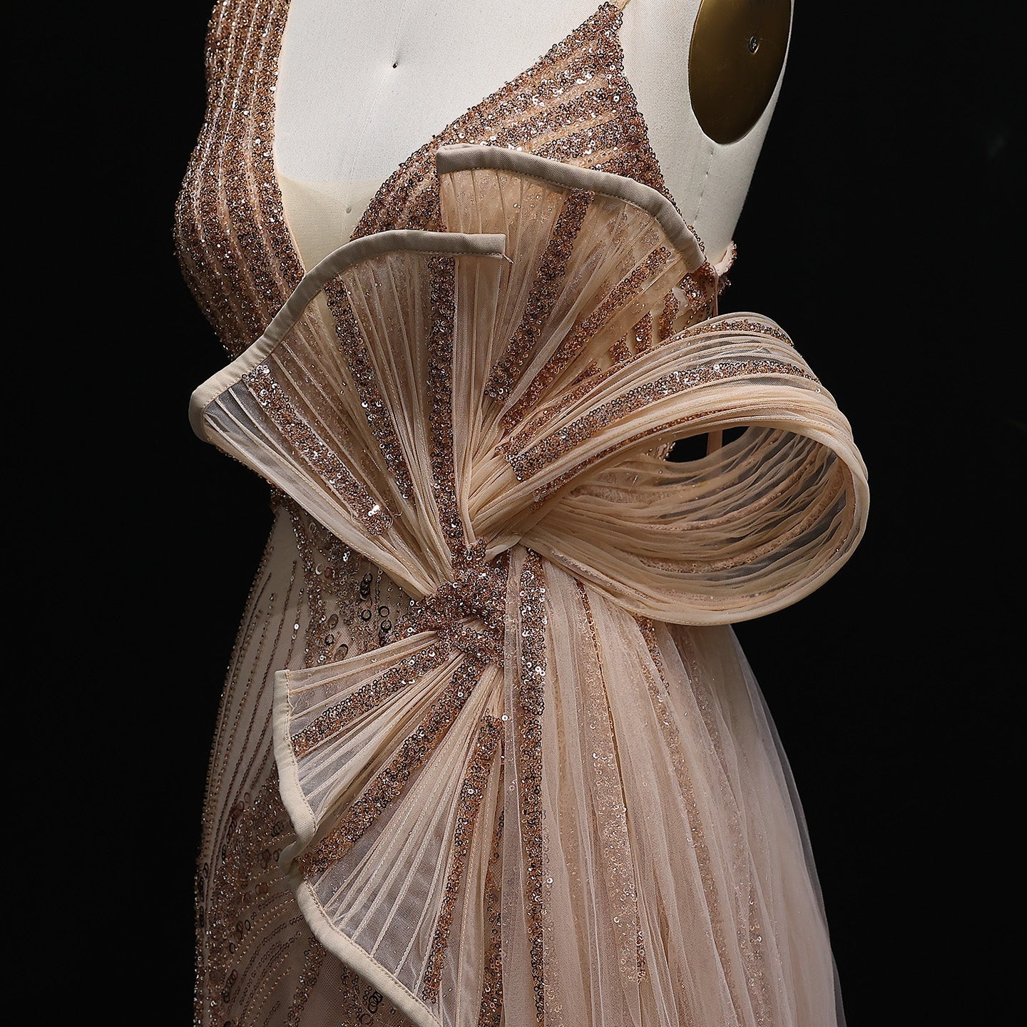 Luxury Beaded 3D Floral Evening Dress with Overskirt SS062