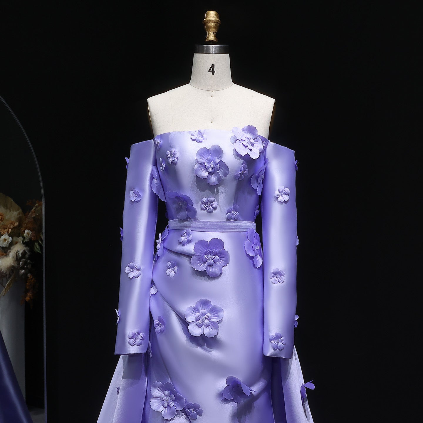 Simple Pink 3D Flower Evening Dress with Overskirt SS266