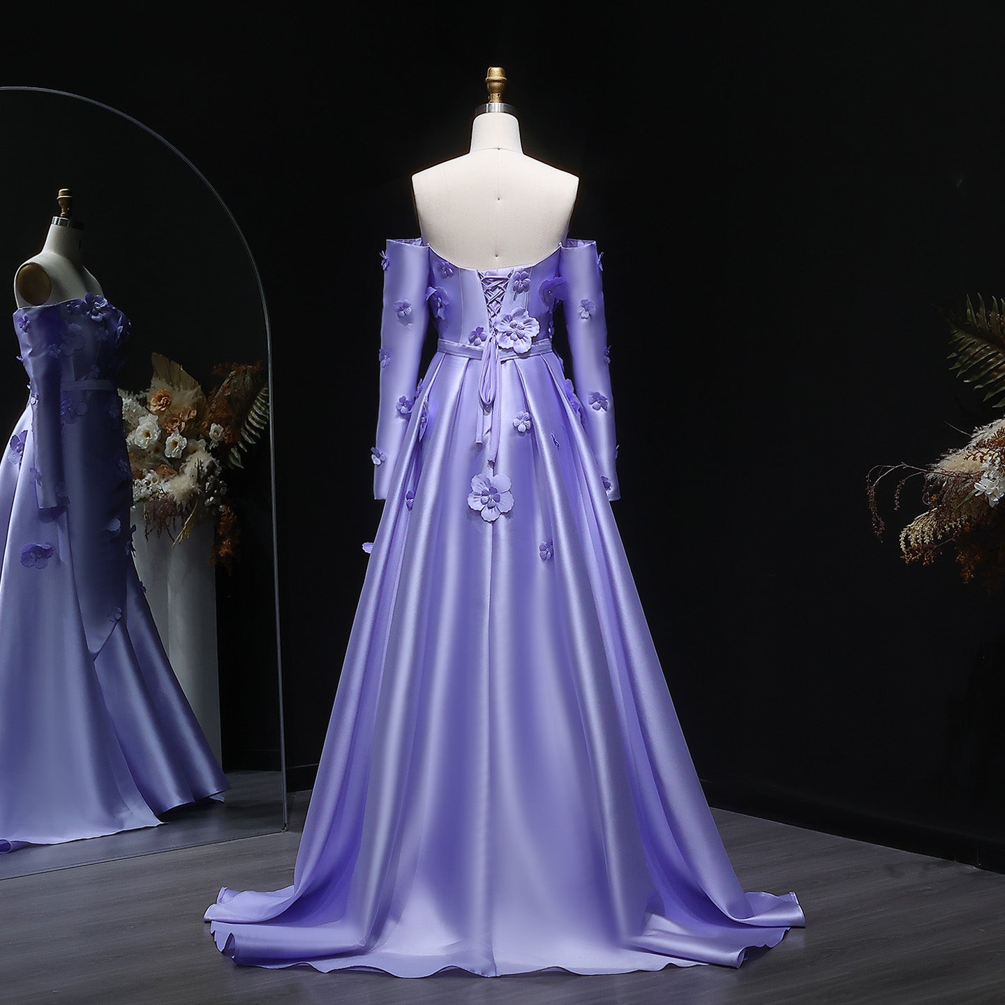 Simple Pink 3D Flower Evening Dress with Overskirt SS266