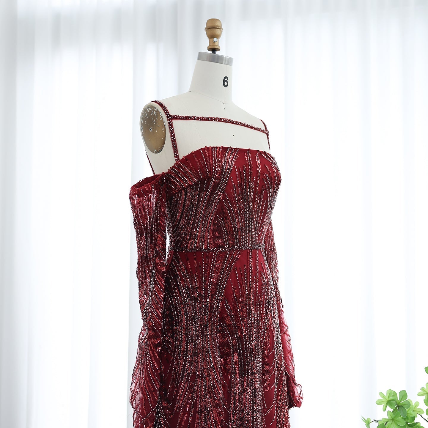 For Sale Luxury Navy Blue Evening Dress with Long Sleeves SS396