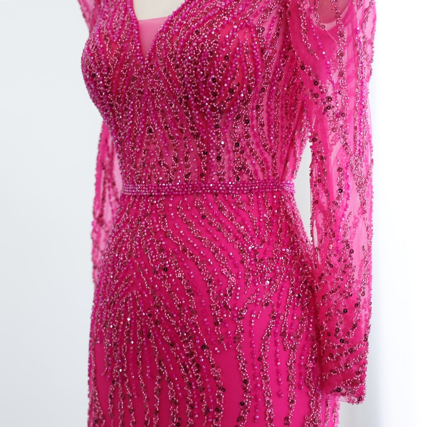 Elegant Long Sleeve Navy Blue Evening Dress SS099