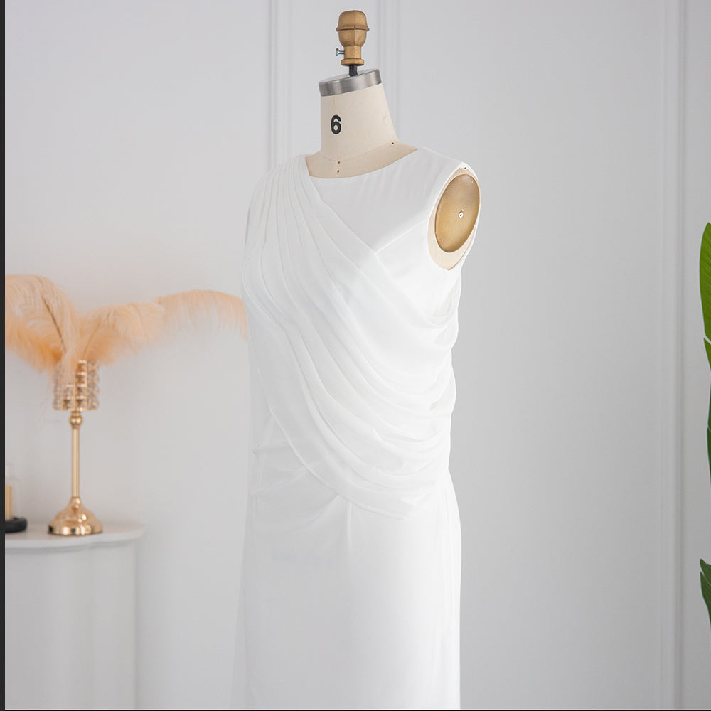 Elegant Light Blue Evening Dresses with Feathers Cape sleeve SF289