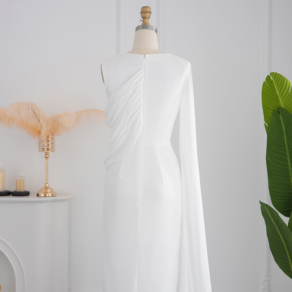 Elegant Light Blue Evening Dresses with Feathers Cape sleeve SF289