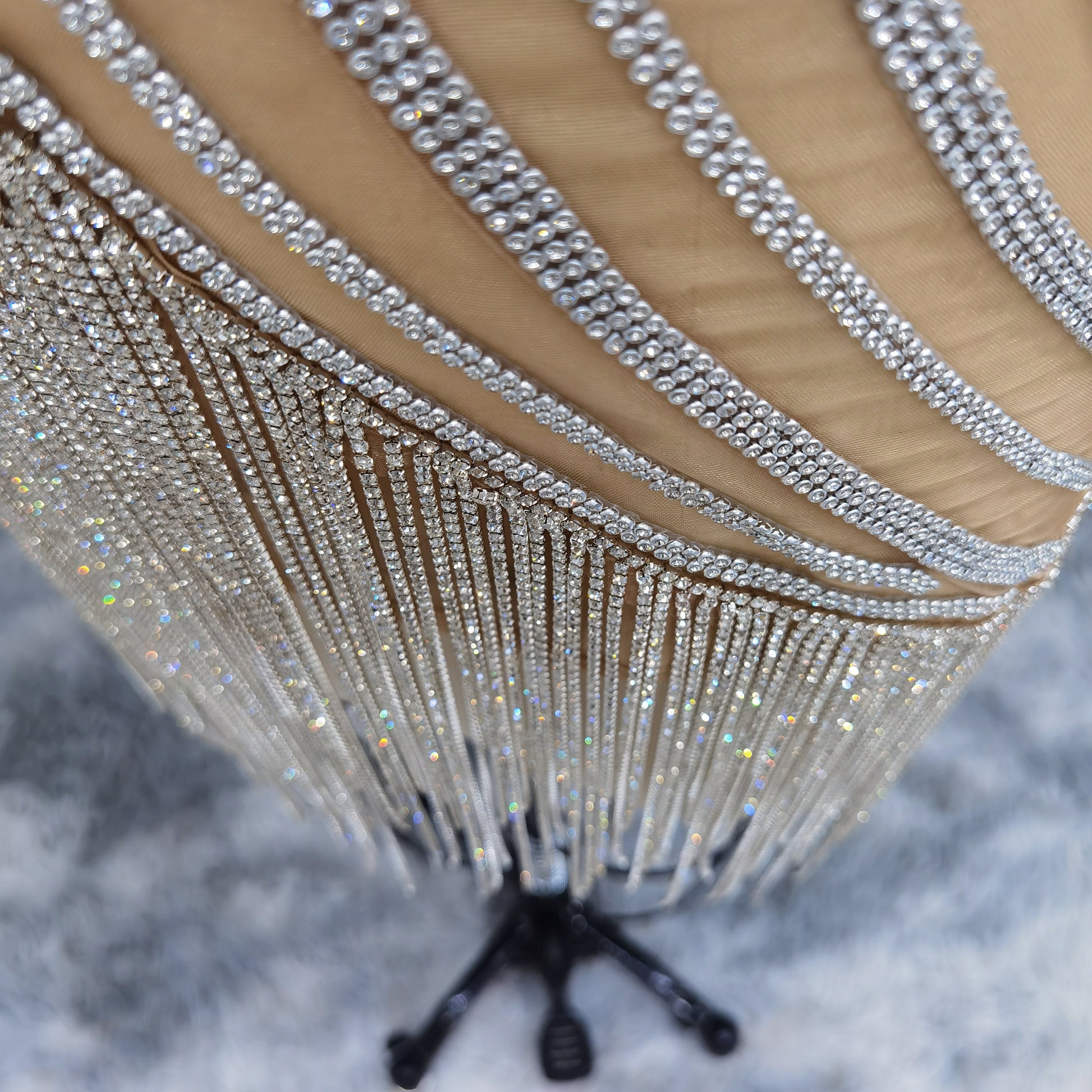 Luxury Beading Tassels Strapless Short Cocktail Dress RM016