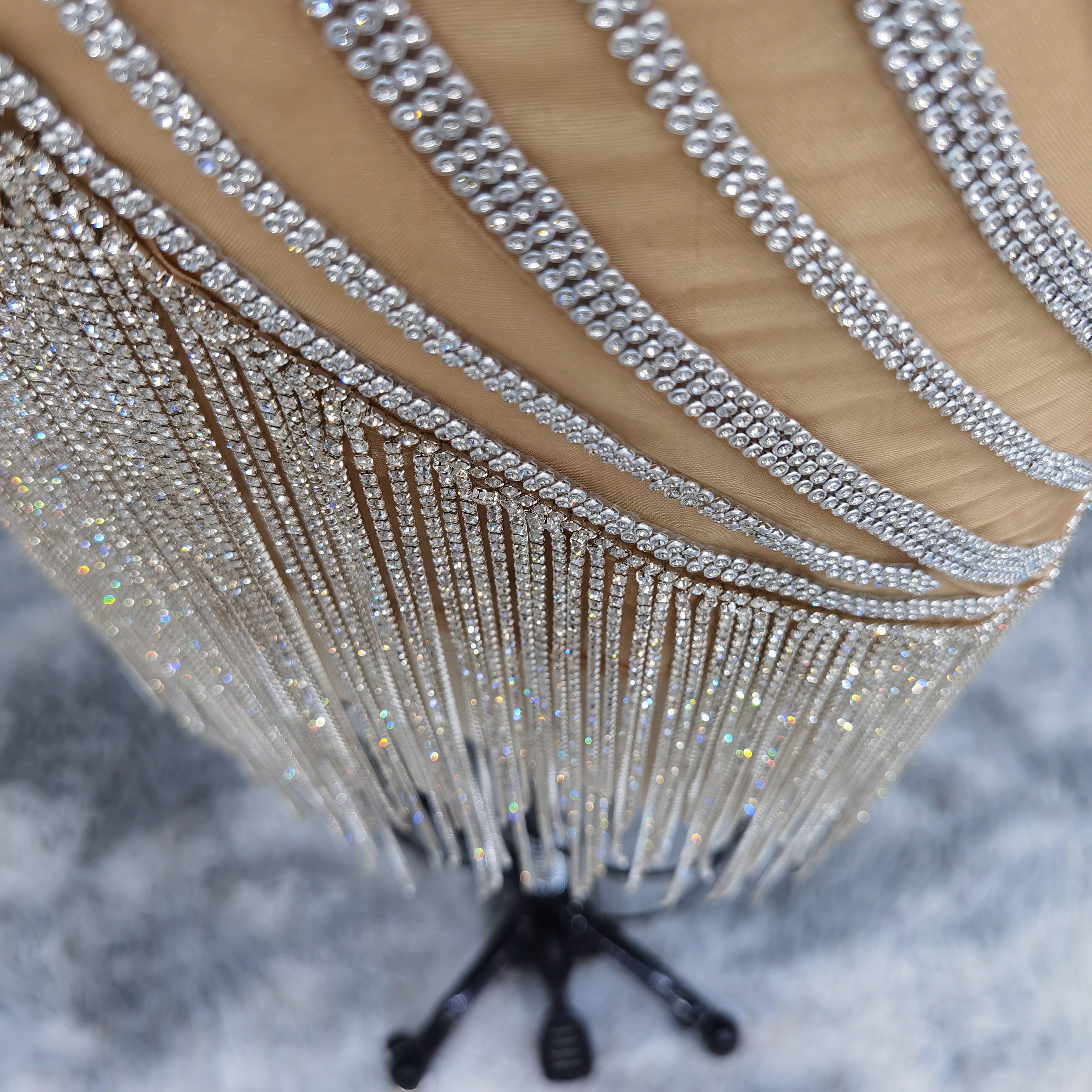 Luxury Beading Tassels Strapless Short Cocktail Dress RM016