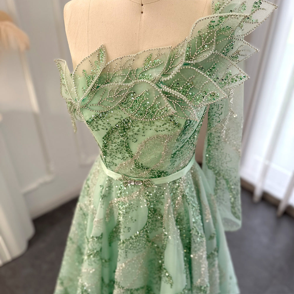 Dreamy Vow Luxury Dubai Ball Gown Gold Evening Dresses for Women Wedding 2023 Elegant One Shoulder Prom Formal Party Gown 359