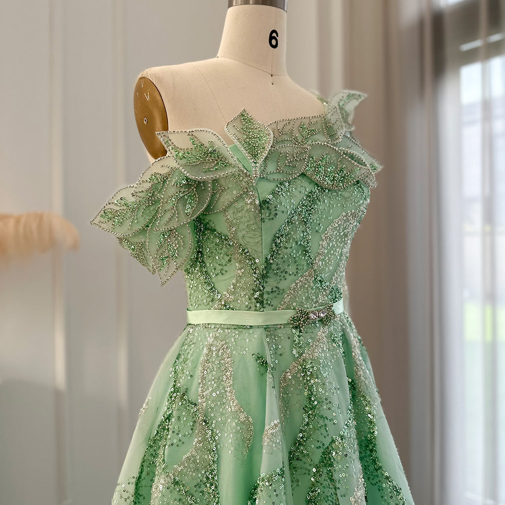 Dreamy Vow Luxury Dubai Ball Gown Gold Evening Dresses for Women Wedding 2023 Elegant One Shoulder Prom Formal Party Gown 359