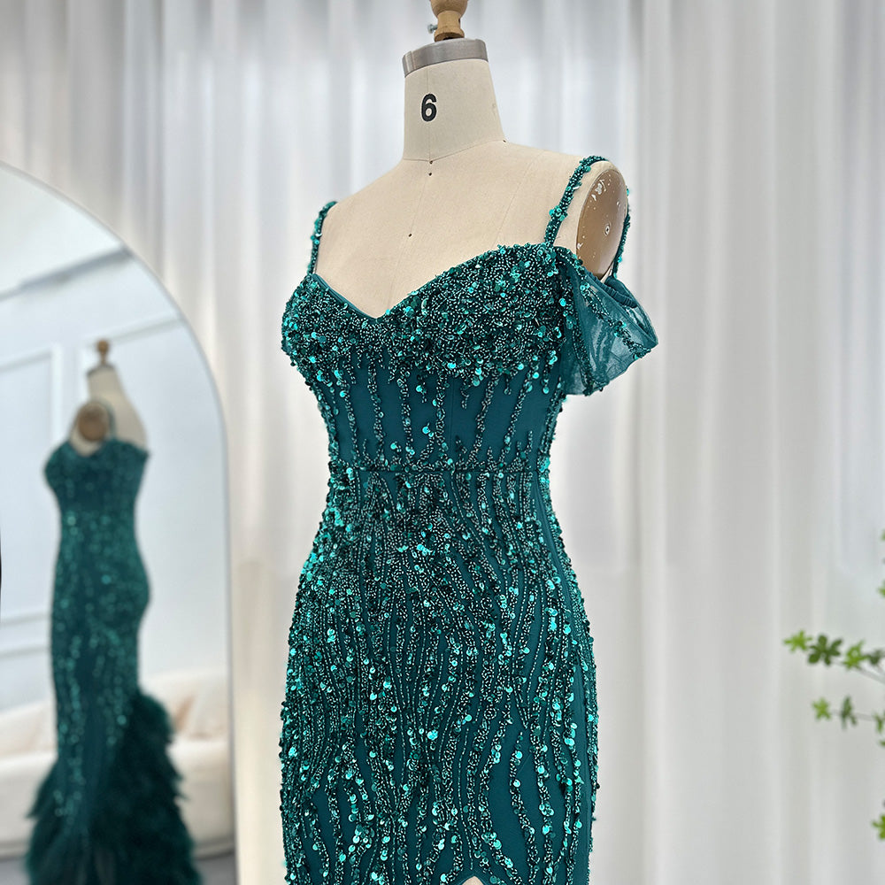 Luxury Pink Feathers Spaghetti Straps  Evening Dress SS169