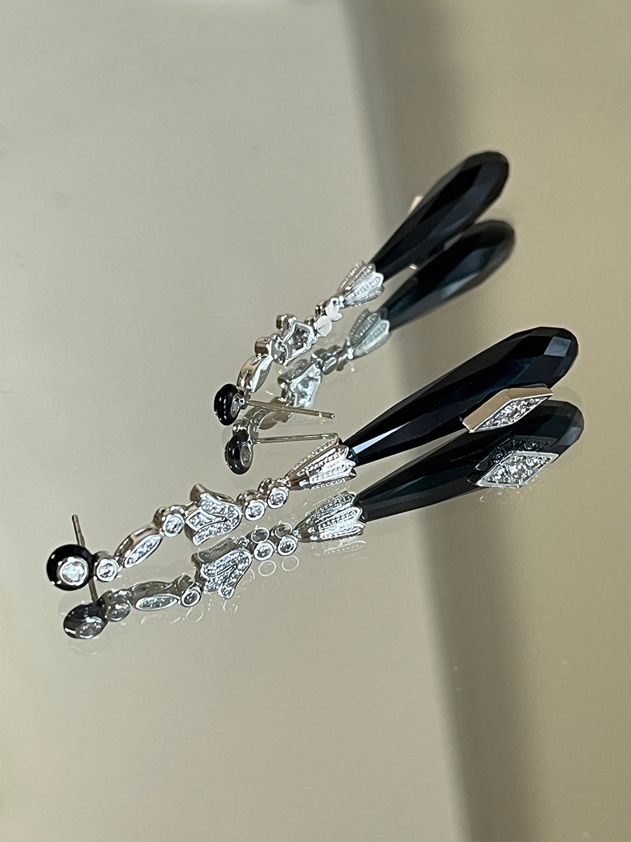 Vintage Onyx Cascade Earrings