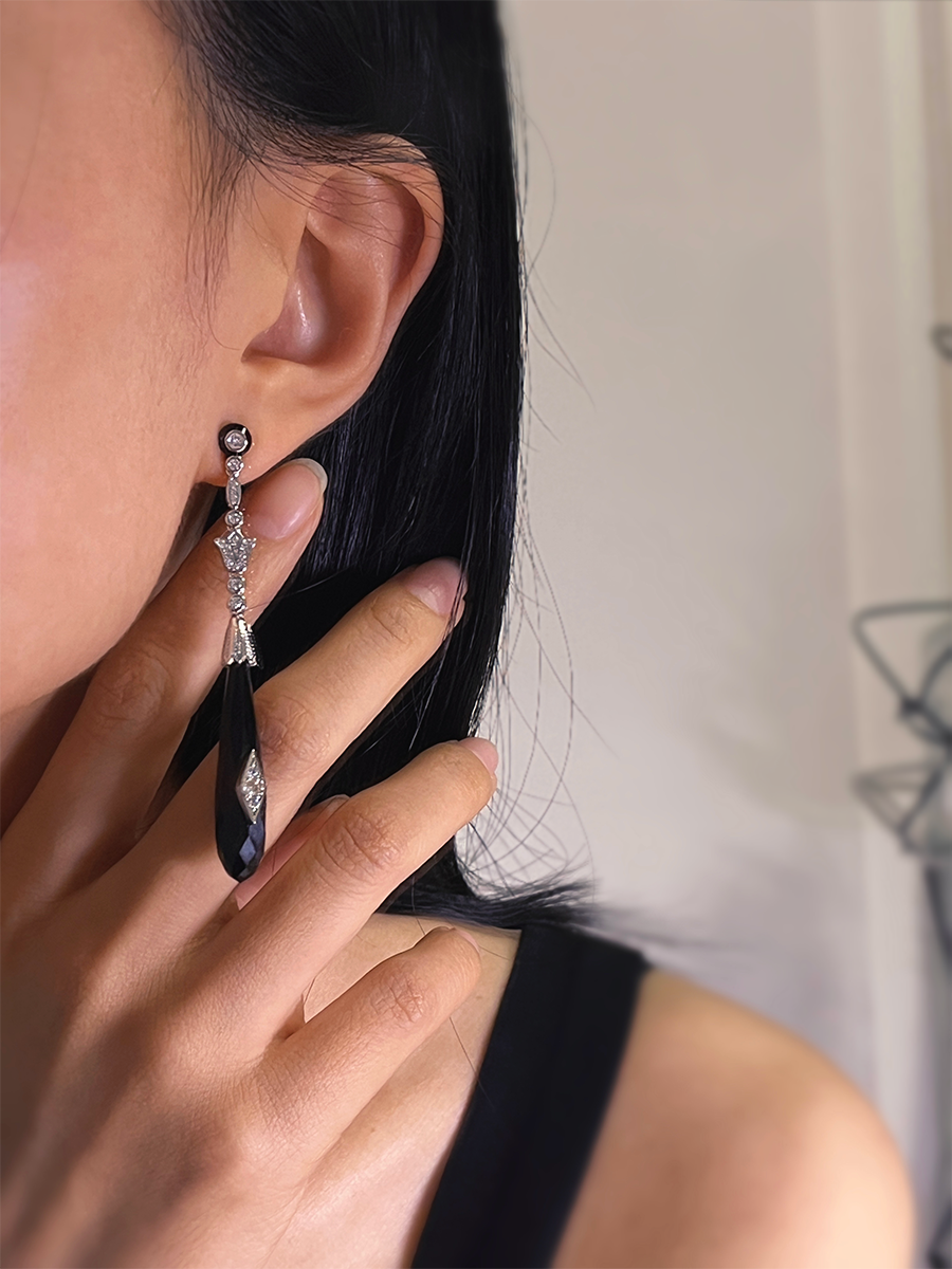 Vintage Onyx Cascade Earrings